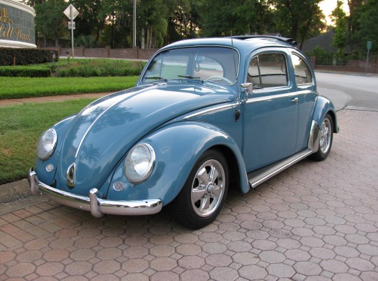 1958 VW Beetle Ragtop European 58 Bug finished in Dove Blue with the 